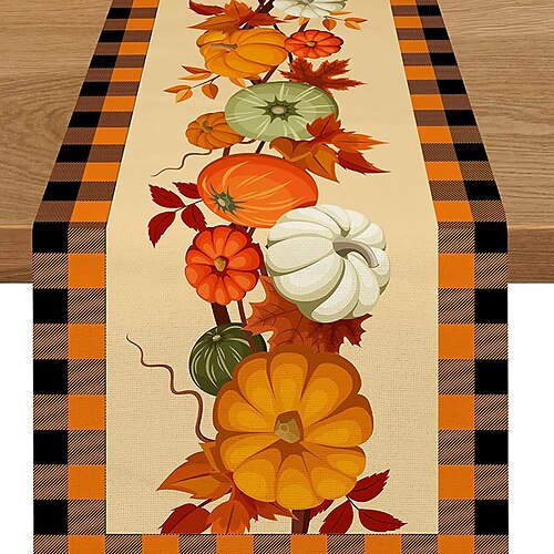 

Thanksgiving Pumpkin Series Table Flag Home Decoration Fabric Art Print Heat Insulation Linen Table Cloth