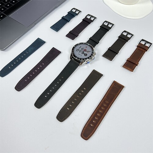 

Watch Band for Samsung Galaxy Watch 3 45mm, Galaxy Wacth 46mm, Gear S3 Classic / Frontier, Gear 2 Neo Live Genuine Leather Replacement Strap 22mm Quick Release Adjustable Leather Link Wristband