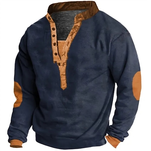 

Homme Sweat shirt bleu marine Col Mao Plein Sport Loisir du quotidien Vacances Vêtement de rue basique Décontractées Printemps Automne Vêtement Tenue Pulls Capuche Pulls molletonnés