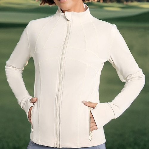 

Women's Golf Shirt Golf Jacket Breathable Quick Dry With Pockets Long Sleeve Golf Apparel Golf Clothes Full Zip Solid Color Spring Autumn / Fall Tennis Golf Pickleball