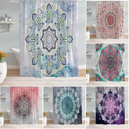 

Grenzüberschreitender Mandala-Blumen-Duschvorhang Hotel wasserdichter und schimmelresistenter Polyester-Duschvorhang Badezimmer Trocken- und Nasstrennungs-Trennvorhang