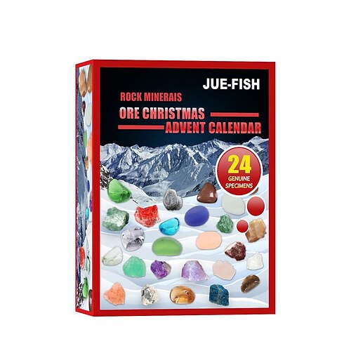 Rock Collection Advent Calendar 2023 With 24 Gemstones Minerals