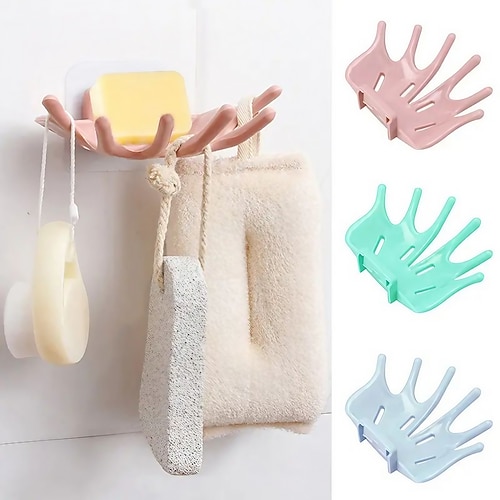 

1 PC Self Adhesive Soap Rack Holder Case Shower Hand Shape Drain Hanging Box Bathroom