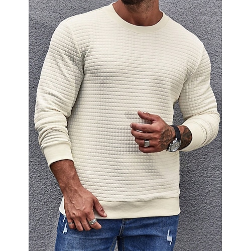 

Herren Sweatshirt Pullover Beige Rundhalsausschnitt Glatt Sport Natur Täglich Festtage Strassenmode Basic Brautkleider schlicht Frühling Herbst Bekleidung Kapuzenpullover Sweatshirts