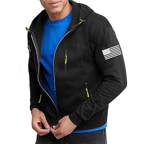 

Hombre Sudaderas con cremallera Chaqueta Negro Azul Marino Gris Con Capucha Graphic Bandera Estampado Deporte Casual Diario Ropa de calle Design Casual Primavera Otoño Ropa Sudaderas con capucha