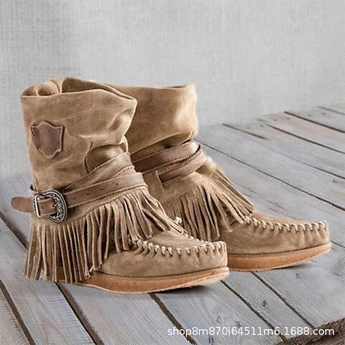 

Mujer Botas Borla zapatos Tallas Grandes Diario Tacón Plano Dedo redondo Moda Estilo lindo Bohemia Ante Sintético Cremallera Color sólido Tian Lan Negro Verde Ejército