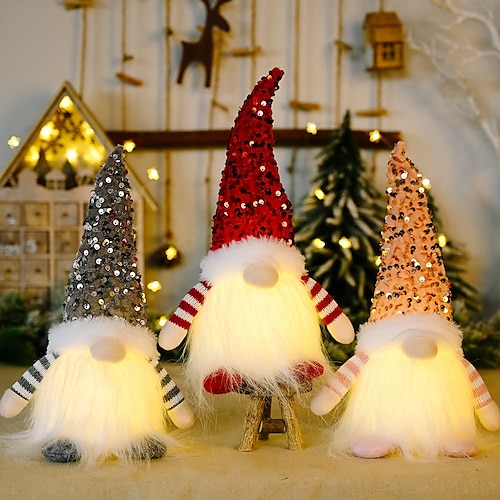 

Christmas Decoration Rudolph Doll Gnome with Lights Glowing Christmas Ornaments Navidad Noel Xmas Crismas Decor New Year