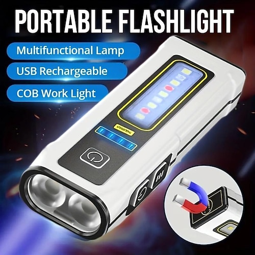 

Mini Dual Light Source Flashlight USB Rechargeable Multifunctional Work Light Home Portable Flashlight with Clip Magnet Outdoor Fishing Riding Camping Hiking