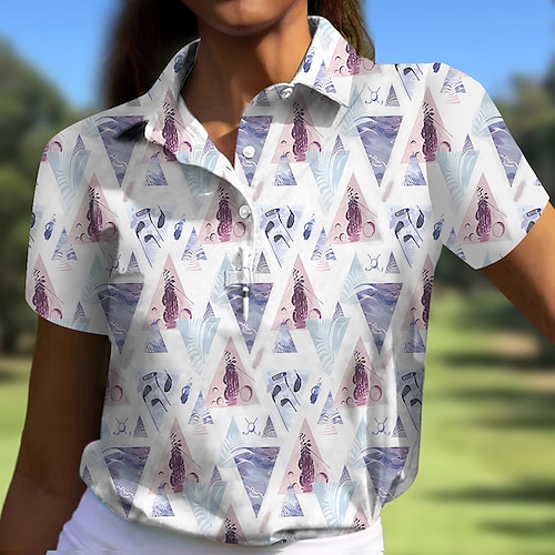 

Mujer Camisas de polo Camiseta de golf Polo con botones Transpirable Secado rápido Dispersor de humedad Manga Corta Ropa de golf ropa de golf Ajuste regular Geométrico A Lunares Verano Tenis Golf