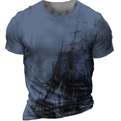 Vintage Old School Pirate Ship V-Neck T-Shirt