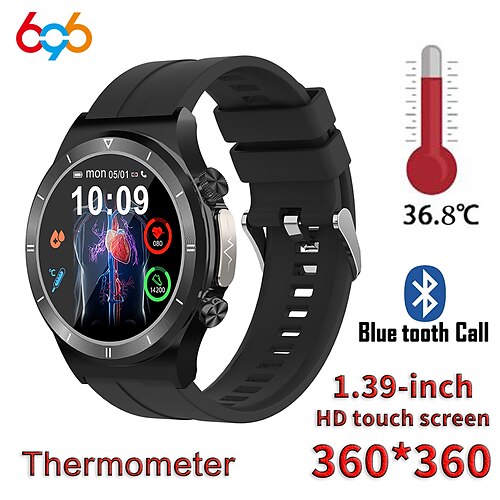 

t30 montre intelligente 1,28 pouces smartwatch fitness montre de course bluetooth ecg ppg surveillance de la température podomètre compatible avec samsung femmes hommes appels mains libres rappel de