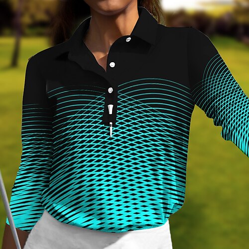 

Mujer Camisas de polo Camiseta de golf Polo con botones Transpirable Secado rápido Dispersor de humedad Manga Larga Ropa de golf ropa de golf Ajuste regular Geometría Primavera Otoño Tenis Golf