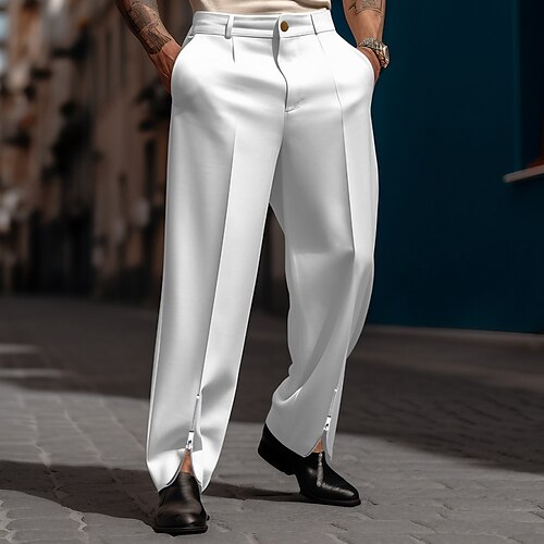

Herren Anzughosen Hose Hosen Freizeithose Anzughose Zip Vordertasche Gerade geschnitten Glatt Komfort Geschäft Täglich Festtage Modisch Schick Modern Schwarz Weiß