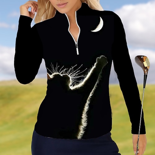 

Mujer Camisas de polo Camiseta de golf Transpirable Secado rápido Dispersor de humedad Manga Larga Ropa de golf ropa de golf Ajuste regular Cremallera Cuello alto Animal Primavera Otoño Tenis Golf