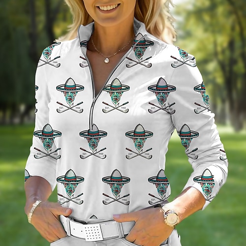 

Mujer Camisas de polo Camiseta de golf Transpirable Secado rápido Dispersor de humedad Manga Larga Ropa de golf ropa de golf Ajuste regular Cremallera Cuello alto Impreso Primavera Otoño Tenis Golf