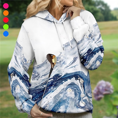 

Femme Sweat à capuche de golf Pull de golf Respirable Séchage rapide Avec poches manche longue Vêtements de golf Vêtements d'extérieur de golf Standard Imprimé Printemps Automne Tennis Le golf