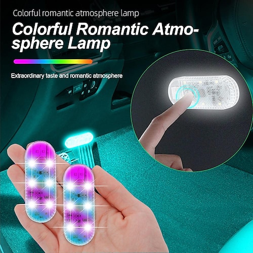 

sensor de toque usb led luz interior lâmpada led multi-cor lâmpada do teto do carro luz de leitura decorações do carro teto iluminação interior 6w usb carro atmosfera luz