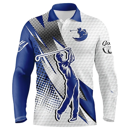 

Hombre Camisas de polo Camiseta de golf Polo con botones Transpirable Secado rápido Dispersor de humedad Manga Larga Ropa de golf ropa de golf Ajuste regular Raya Primavera Otoño Tenis Golf pepinillo