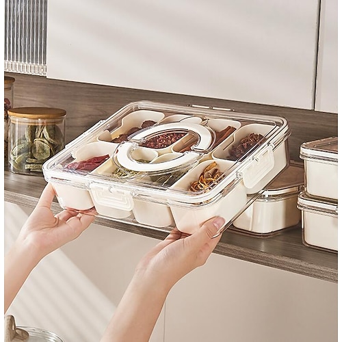 amokk Divided Serving Tray with Lid and Handle Snackle Box