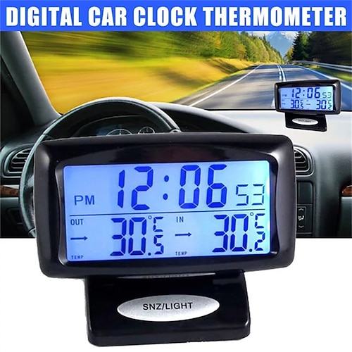 

Car Electronic Clock Inside Outside Temperature Gauge Truck Vehicle Thermometer