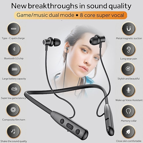 

GM-Y1 Neckband Headphone In Ear Bluetooth 5.3 Sports Ergonomic Design Stereo for Apple Samsung Huawei Xiaomi MI Camping / Hiking Everyday Use Traveling Mobile Phone Travel Entertainment Car