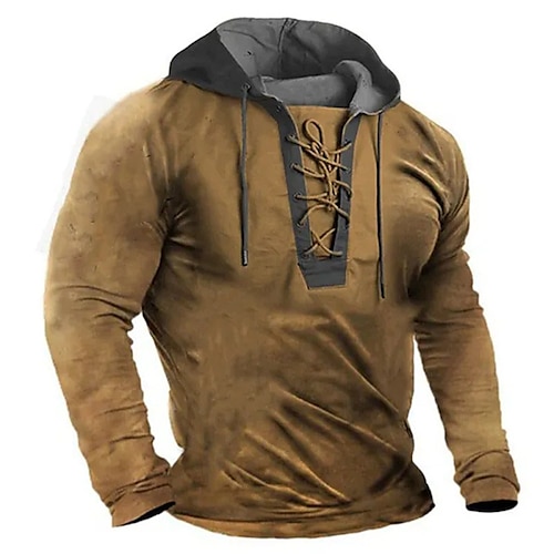 

Herren Hoodie Sweatshirt Kapuze Braun Mit Kapuze Farbblock mit Schnürung Sport Natur Täglich Festtage Strassenmode Cool Brautkleider schlicht Frühling Herbst Bekleidung Kapuzenpullover Sweatshirts