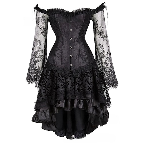 

Retro Vintage Sexy Rococo Punk & Gothic Renaissance Dress Overbust Corset Bustier Bodyshaper Women's Lace Off Shoulder Jacquard Cosplay Costume Halloween Party / Evening Prom Top