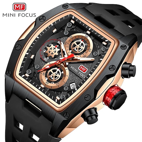 

Mini relógio de quartzo esportivo militar de foco masculino pulseira de silicone laranja relógio de pulso cronógrafo à prova d'água com ponteiros luminosos de data 0473