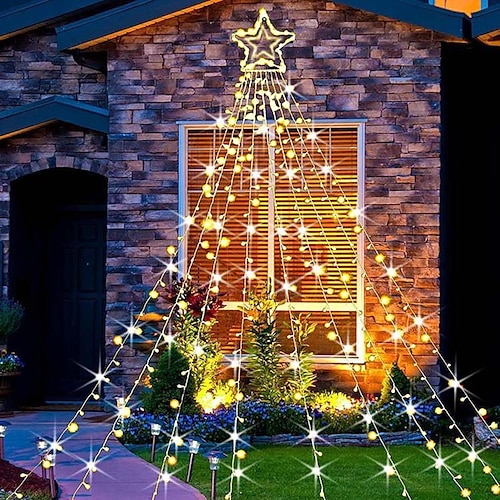 Christmas Tree Waterfall Light Outdoor Waterproof Courtyard Remote