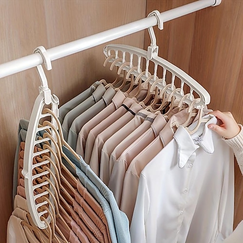 

1pc Multi Hole Clothes Hanger, Multifunctional Folding Clothes Drying Rack, Space Saving Magic Hanger, Home Wardrobe Student Dormitory Drying Rack for Trousers Shirt Skirt