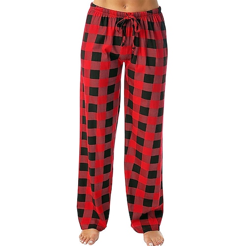 

Women's Christmas Pajama Pant Grid / Plaid Fashion Simple Comfort Home Xmas Daily Flannel Comfort Pant Adjustable Fall Winter White Pink