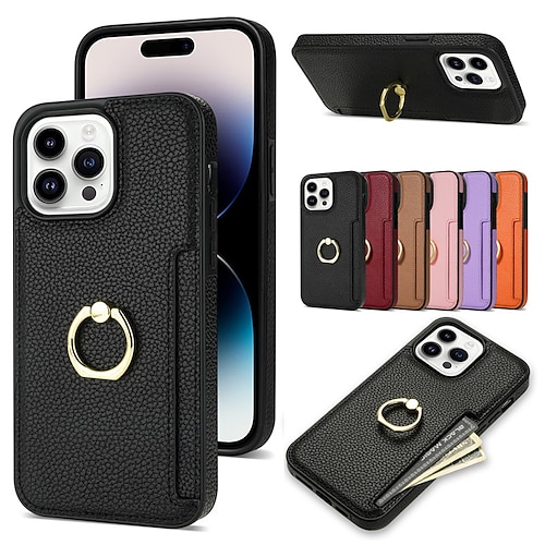 

telefone Capinha Para iPhone 15 Pro Max Plus 14 13 12 11 X XR XS 8 7 Capa traseira Suporte para Alianças Slots de suporte de cartão Pata de Apoio Couro PU