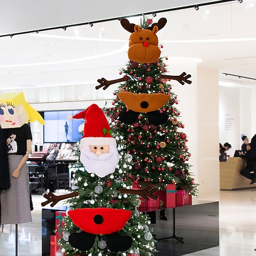 

Adorno para árbol de Navidad, Papá Noel/muñeco de nieve/alce, sombrero de copa, conjunto de adorno para árbol para decoraciones para árboles de Navidad, adornos para fiesta de Navidad