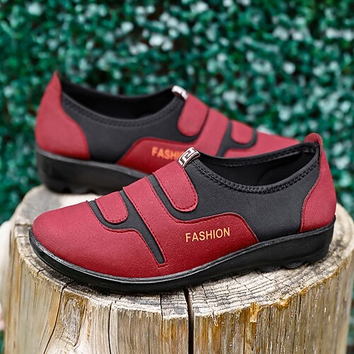 

Femme Chaussures à Talons Chaussures de confort du quotidien Marche Talon Plat Bout rond Décontractées Confort Minimalisme Faux Cuir Mocassins Bloc de couleur Rouge Café