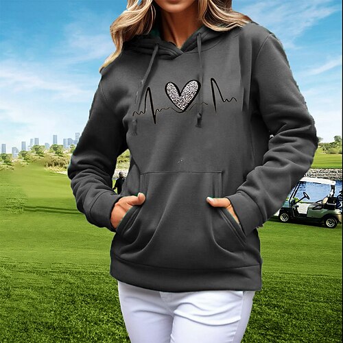 

Femme Sweat à capuche de golf Pull de golf Respirable Séchage rapide Avec poches manche longue Vêtements de golf Vêtements d'extérieur de golf Standard Imprimé Printemps Automne Tennis Le golf