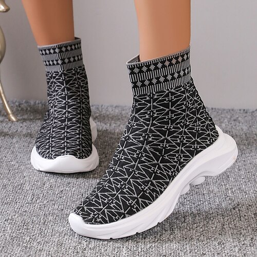 

Mujer Zapatillas de deporte Botas Tallas Grandes Zapatos Flyknit Diario Paseo Tacón Plano Dedo redondo Casual Flying Weaving Mocasín Negro Naranja Gris