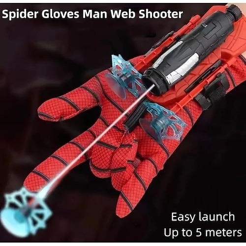 

пусковая установка паука паук шелковый паук герой человек вращающиеся шелковые перчатки черная детская игрушка мальчик мягкие пули можно запускать подарок на хэллоуин