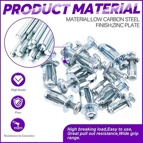 

20PCS M4 Gypsum Board Wall Ceiling Expansion Bolt Aircraft Pipe Fixed Hollow Plug Metal Screw Heavy Expansion Bolt Set Practical Thread Dry Wall Anchor Self drilling Gypsum Board Fiber Board Drilling