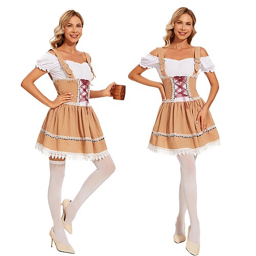 

Oktoberfestbier Kostüm Dirndl Trachtenkleader Maid Bayerisch Deutsch München Wiesn Damen Stoff im traditionellen Stil