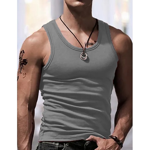 

Men's Tank Top Plain / Solid U Neck Outdoor Going out Sleeveless Clothing Apparel Fashion Designer Muscle
