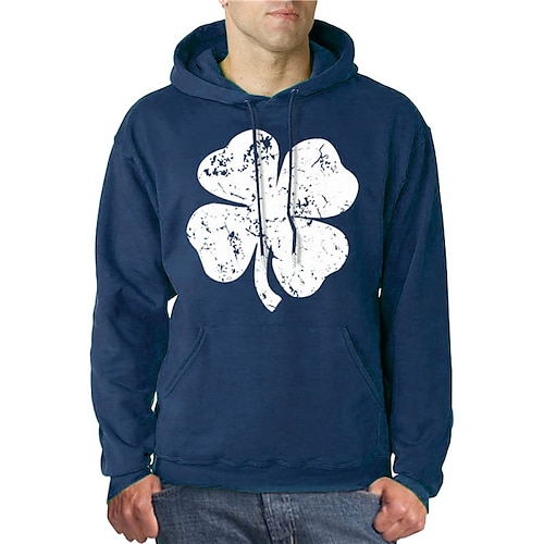 

Herren Hoodie Sweatshirt Kapuze Schwarz Weiß Marineblau Grau Mit Kapuze Grafik-Drucke Bedruckt Täglich Sport Designer Brautkleider schlicht St. Patricks Day Frühling Herbst Bekleidung Clover
