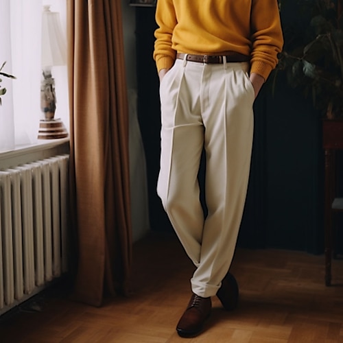 

Homens Social Calças Calça casual Calças de Terno Bolso frontal Perna reta Tecido Conforto Respirável Casual Diário Feriado Moda Básico Preto Cáqui