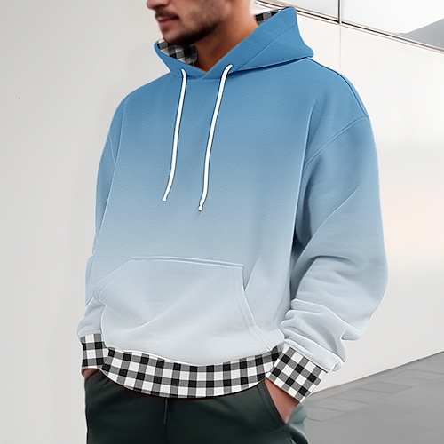 

Herren Hoodie Sweatshirt Kapuze Rosa Marineblau Blau Orange Grün Mit Kapuze Schottenstoff Kariert Patchwork Gradient Sport Natur Täglich Festtage Strassenmode Cool Brautkleider schlicht Frühling