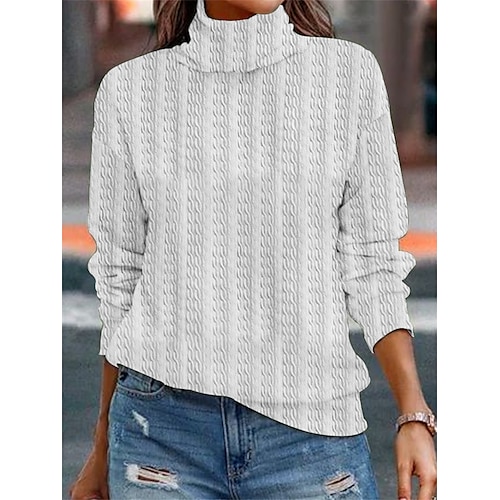 

Mujer Suéter de punto Puente Cable Tejer De Gran Tamaño Color sólido Escote Chino Elegante Casual Exterior Diario Otoño Invierno Negro Blanco S M L