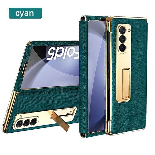 

telefone Capinha Para Samsung Galaxy Z Fold 5 Z Fold 4 Z Fold 3 Z Fold 2 Capa traseira Com Suporte e protetor de tela Proteção de corpo inteiro PC Couro PU