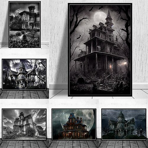 

1 peça pôsteres de halloween horror casa assombrada decorações de parede de halloween decoração vintage arte da parede