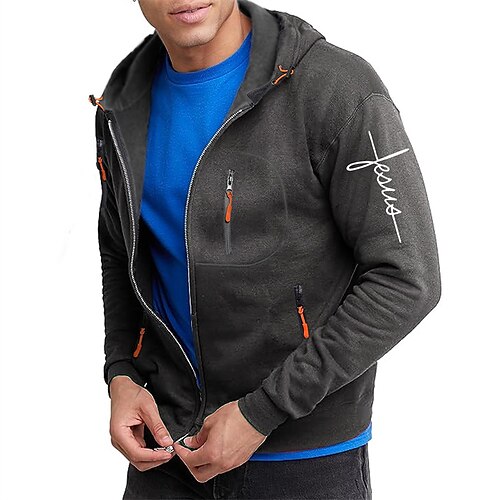 

Hombre Sudaderas con cremallera Chaqueta Negro Azul Marino Gris Con Capucha Graphic Letra Estampado Deporte Casual Diario Ropa de calle Design Casual Primavera Otoño Ropa Sudaderas con capucha
