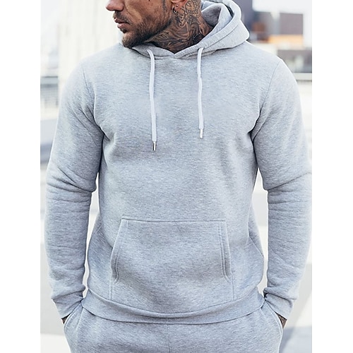 

Herren Hoodie Sweatshirt Kapuze Grau Mit Kapuze Glatt Tasche Sport Natur Täglich Festtage Strassenmode Cool Brautkleider schlicht Frühling Herbst Bekleidung Kapuzenpullover Sweatshirts