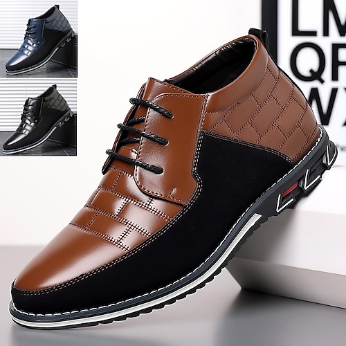 

Men's Boots Comfort Shoes Plus Size Business Casual Outdoor Daily PU Breathable Comfortable Slip Resistant Black Blue Brown Color Block Spring Fall