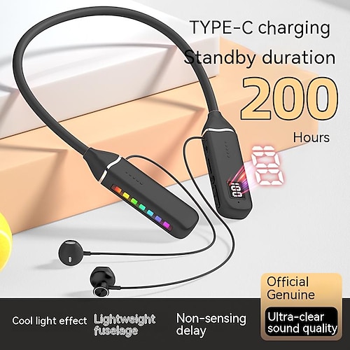 

Kabelloses Bluetooth-Headset zum Aufhängen am Hals, neues ergonomisches Design, stilvoll und komfortabel, große Kapazität, beleuchtetes Digitaldisplay, extra lange Standby-Zeit, beleuchtetes